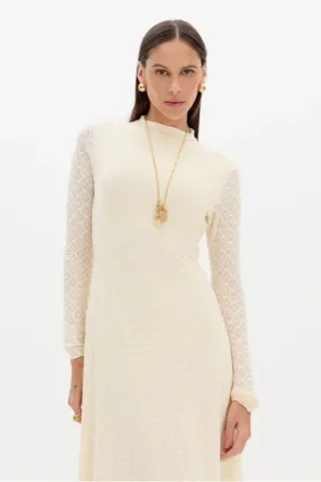 Vestido Solto Manga Longa Renda LANÇA PERFUME 