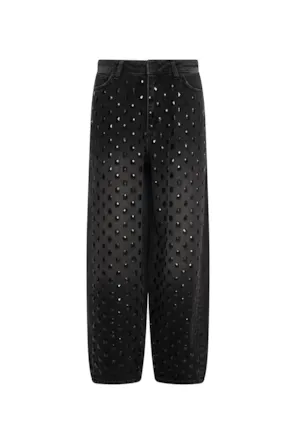 Calça jeans cenoura balão feita em denim preto com lavagem escura FRACOMINA 