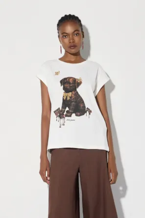 T´shirt  com estampa e enfeites de strass BSB 