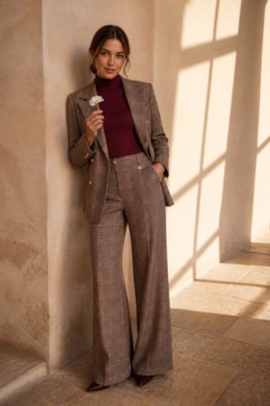 Blazer de corte regular, com abotoamento simples e estampa Príncipe de Gales Fracomina 