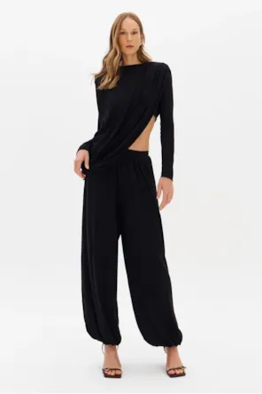 Calça Balloon Cintura Alta De Malha Leve LANÇA PERFUME 