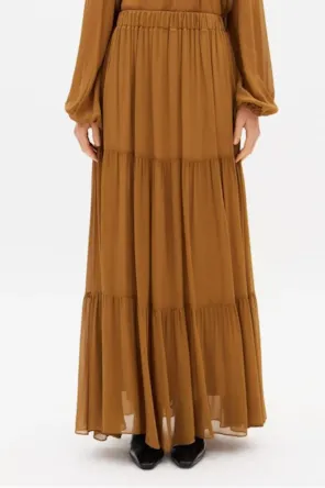 Saia Super Midi Evasê De Chiffon Viscose LANÇA PERFUME 