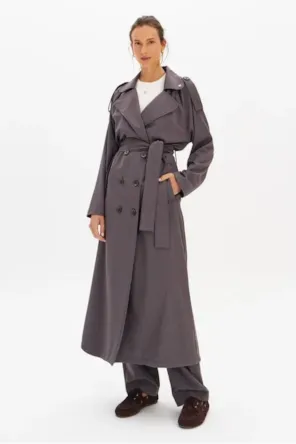 Casaco Trench Coat Alongado De Alfaiataria LANÇA PERFUME 