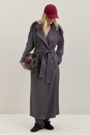 Casaco Trench Coat Alongado De Alfaiataria LANÇA PERFUME 