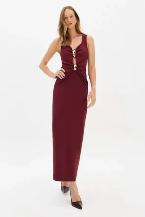 Vestido Super Midi Sem Mangas Com Metal LANÇA PERFUME 