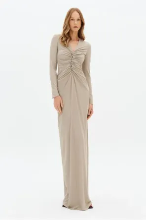 Vestido Longo Manga Longa Com Corrente LANÇA PERFUME 