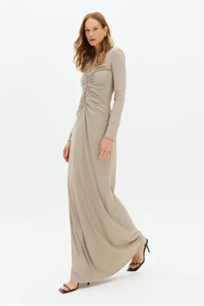 Vestido Longo Manga Longa Com Corrente LANÇA PERFUME 