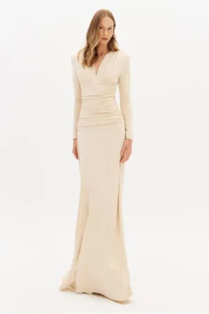 Vestido Manga Longa Com Franzidos LANÇA PERFUME 