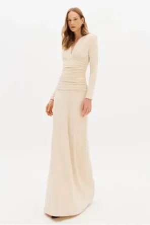 Vestido Manga Longa Com Franzidos LANÇA PERFUME 