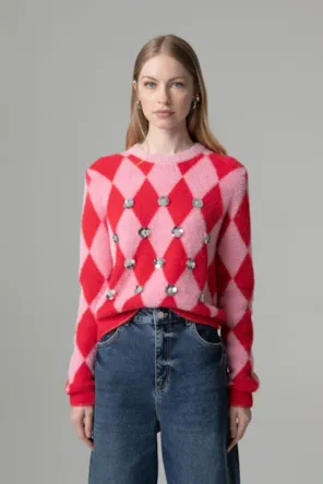 Camisola  de gola redonda com aplicações GAELLE PARIS 