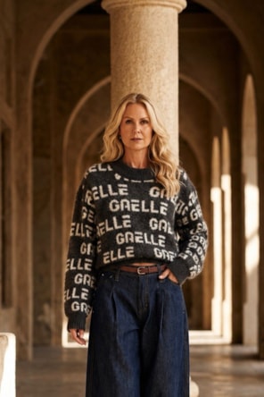 Camisola de gola redonda com personalização em jacquard GAELLE PARIS