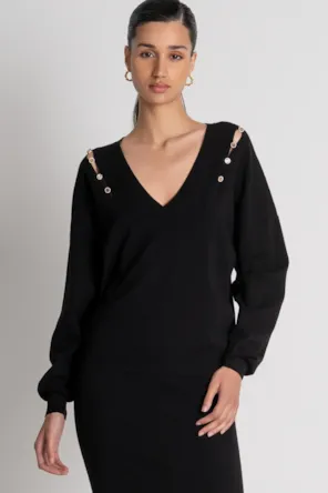 Camisola tricô de corte regular com decote em V. FRACOMINA 