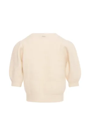 Camisola Tricô cropped com aplicações de joias. FRACOMINA 
