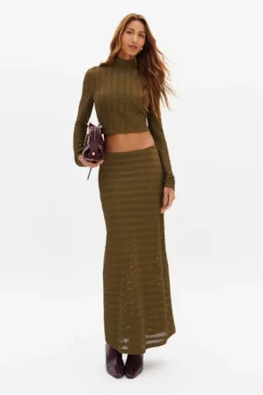Top  Cropped Malha Texturizada Manga Longa LANÇA PERFUME 