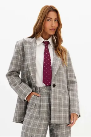 Blazer Regular Alongado Xadrez LANÇA PERFUME 