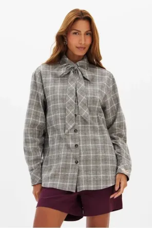 Camisa Xadrez Com Amarração Na Gola LANÇA PERFUME 