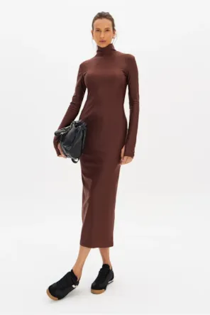 Vestido Midi Gola Alta De Malha LANÇA PERFUME 