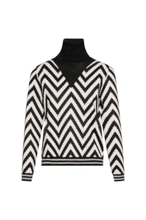 Camisola de tricô com modelagem regular e efeito jacquard espinha de peixe. FRACOMINA 