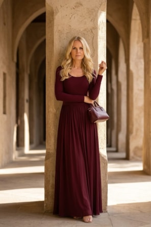 Vestido Longo Manga Longa LANÇA PERFUME 