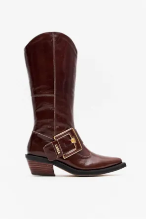Botas Western Couro Cano Alto E Fivela LANÇA PERFUME 