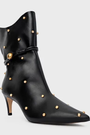 Botim Dream Balls Salto Fino Couro Preto CARRANO 
