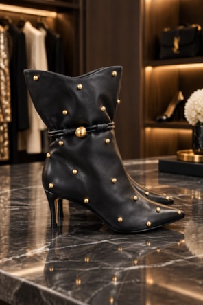 Botim Dream Balls Salto Fino Couro Preto CARRANO 