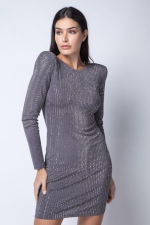 VESTIDO CINZA PEDRAS 