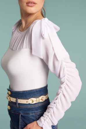 Blusa Manga Folhos 