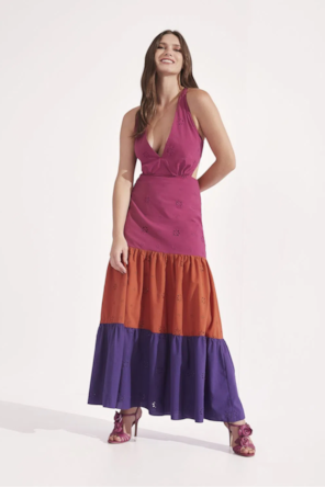 Vestido Costas Abertas Multicor 