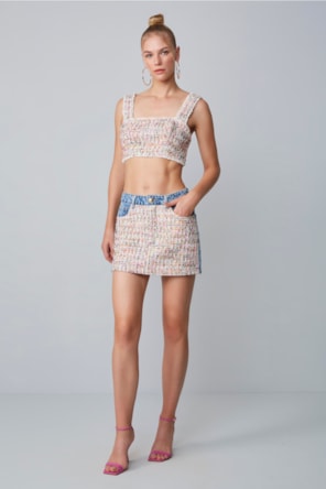 Saia Jeans High Com Tweed