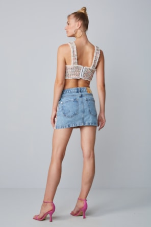 Saia Jeans High Com Tweed