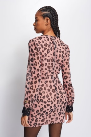 Vestido Justo Animal Print Pink 
