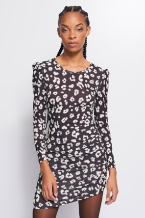 Vestido Curto Animal Nero