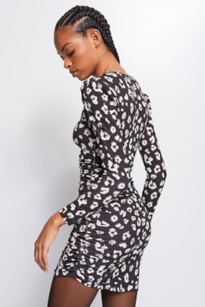 Vestido Curto Animal Nero