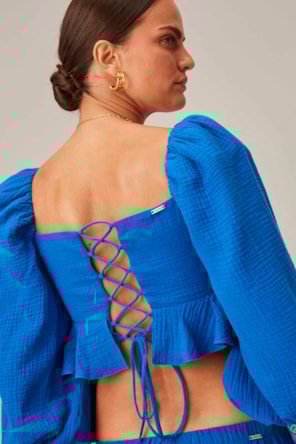 Top  Bordado Azul