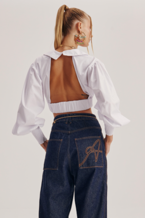 BLUSA CROPPED MANGA LONGA BRANCO