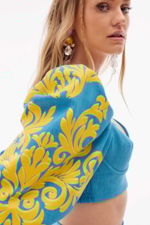 TOP CROPPED MANGA BALÃO AZUL