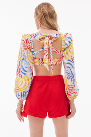 TOP  CROPPED ESTAMPA BRANCA