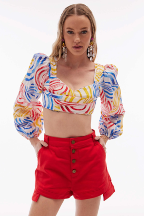 TOP  CROPPED ESTAMPA BRANCA