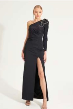 VESTIDO LONGO PRETO FLOR 