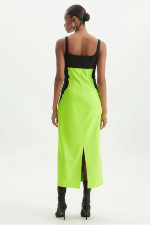VESTIDO NEON E PRETO MID 