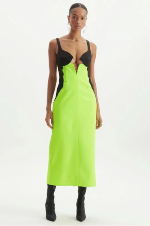 VESTIDO NEON E PRETO MID 