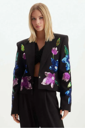 BLAZER CURTO LANTEJOULAS 