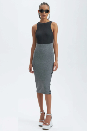 VESTIDO MID CINZA E PRETO CAVAS 
