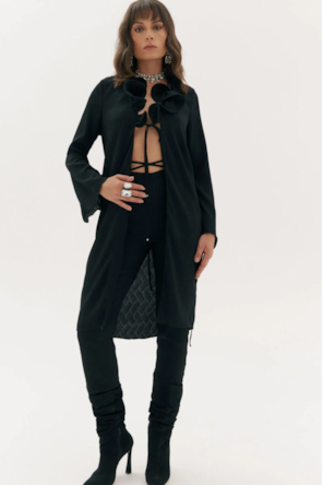 BLUSA TUNICA PRETA FOLHO 