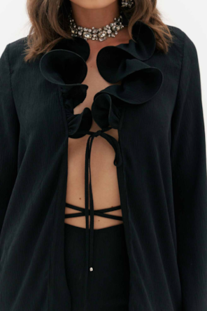 BLUSA TUNICA PRETA FOLHO 