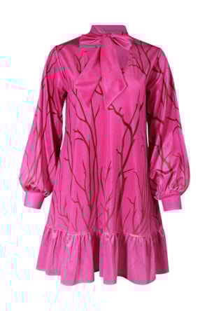 VESTIDO CURTO ESTAMPADO COM LAÇADA