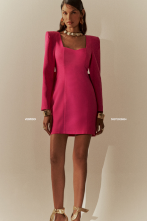 VESTIDO ESTRUTURADO COM MAXI LAÇO ROSA