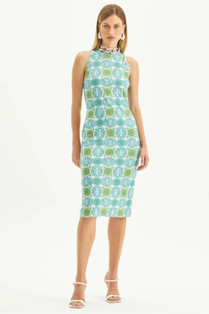 VESTIDO SUPER MIDI ESTAMPADO VERDE