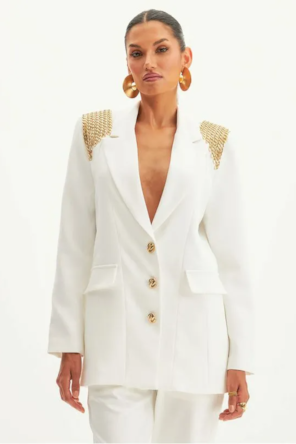 BLAZER  OFF WHITE  APLICAÇÕES OURO
